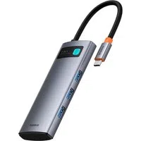 Hub USB-C Baseus Metal Gleam, 3 x USB-A 3.0 - 1 x USB-C - 1 x HDMI - 1 x SD - 1 x microSD, Grigio B00030708811-01 — 3