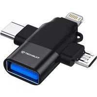 Adattatore OTG Lightning / microUSB / USB-C - USB-A Techsuit A17 SoundVoltX, Nero — 3
