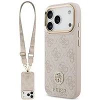 Custodia per Apple iPhone 17 Pro Max, Guess, 4G Strass Logo and Big Strap, Rosa — 3