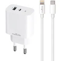 MaXlife MXTC-06-20AC MaXlife MXTC-06-20AC Caricatore di rete con cavo Lightning, 20W, 3A, 1 x USB-A - 1 x USB-C, Bianco — 3