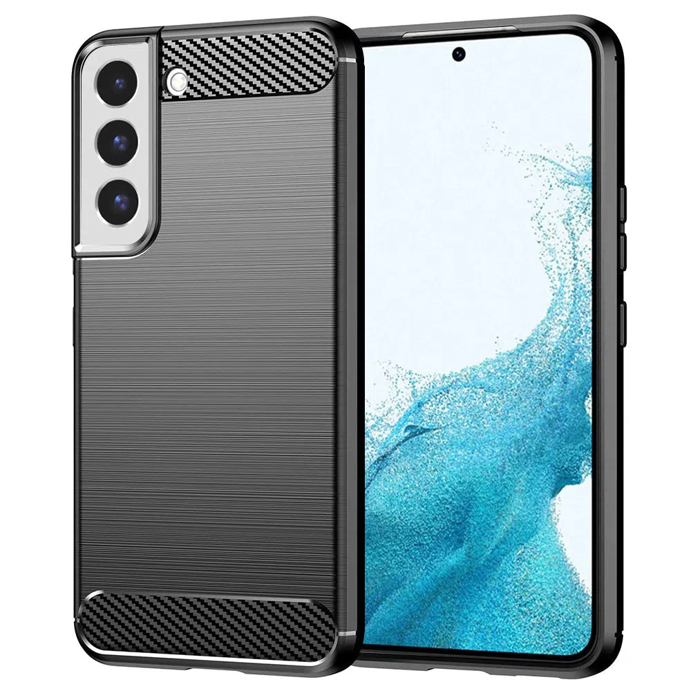 Custodia per Samsung Galaxy S22 5G S901, Techsuit, Carbonio, Nera — 2