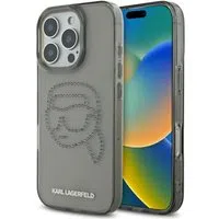 Custodia per Apple iPhone 16 Pro Max, Karl Lagerfeld, IML Rhinestones Karl's Head, Nera — 3