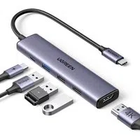Hub USB-C UGREEN CM478, 1 x USB-A 3.0 - 2 x USB-A - 1 x USB-C - 1 x HDMI, Grigio — 3