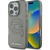 Custodia per Apple iPhone 16 Pro, Karl Lagerfeld, IML Rhinestones Karl's Head, Nera — 3
