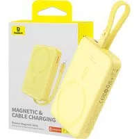 Batteria Esterna Wireless Baseus Magnetic Mini, 10000mAh, 20W, PD + FQI, 1 x Lightning - 1 x QI - 1 x USB-C, Gialla P10022109Y23-00 — 3