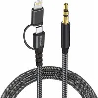 Cavo Audio USB-C / Lightning - 3.5mm Techsuit AC15 EchoSnap, 1m, Nero — 3