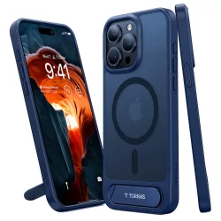 Custodia MagSafe per Apple iPhone 15 Pro Max, Torras, Pstand, Blu navy