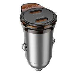 Caricabatterie Auto HOCO NZ16B, 45W, 3A, 2 x USB-C, Grigio