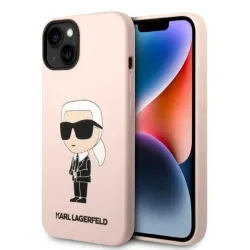 Custodia MagSafe per Apple iPhone 14 Plus, Karl Lagerfeld, Silicone Ikonik Karl, Rosa