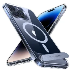 Custodia MagSafe per Apple iPhone 15 Pro Max, Torras, Pstand, Trasparente