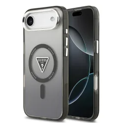 Custodia MagSafe per Apple iPhone 17 Air, Guess, Logo Triangolo Gradiente IML, Nera
