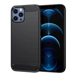 Custodia per Apple iPhone 12 Pro Max, Techsuit, Carbonio, Nera