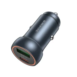 Caricabatterie Auto Borofone BZ32A Fresh, 30W, 3A, 1 x USB-A - 1 x USB-C, Grigio