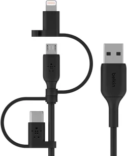 Cavo Dati e Ricarica USB-A - Lightning / microUSB / USB-C Belkin BoostCharge, 1m, Nero CAC001bt1MBK