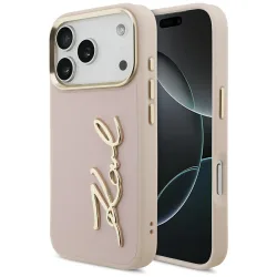 Custodia per Apple iPhone 17 Pro, Karl Lagerfeld, Script Logo, Rosa