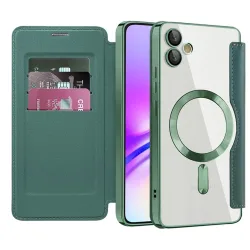 Custodia MagSafe per Samsung Galaxy A05 A055, Techsuit, SmartMag Book, Verde