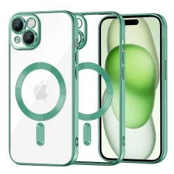 Custodia MagSafe per Apple iPhone 15 Plus, Techsuit, Luxury Crystal, Verde Chiaro