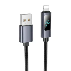 Cavo Dati e Ricarica USB-A - Lightning HOCO Display X112, 18W, 1m, Nero