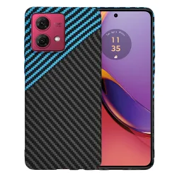 Custodia per Motorola Moto G84, Techsuit, Carbonite FiberShell, Nero Blu