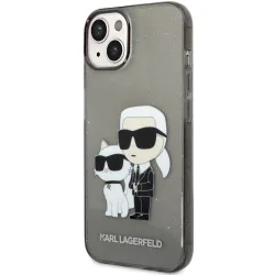 Custodia per Apple iPhone 14 Plus, Karl Lagerfeld, IML Glitter Karl and Choupette NFT, Nera