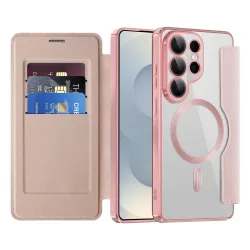 Custodia MagSafe per Samsung Galaxy S26 Ultra S948, Techsuit, SmartMag Book, Rosa