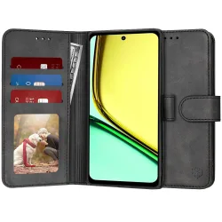 Custodia per Realme C67 4G, Techsuit, Diary Book, Nera