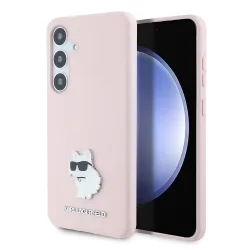 Custodia per Samsung Galaxy S24+ S926, Karl Lagerfeld, Silicone Choupette Metal, Rosa