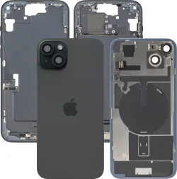 Cover Batteria Apple iPhone 15 Plus, Con Scocca Centrale, Parti Complete, Nero, Swap Premium