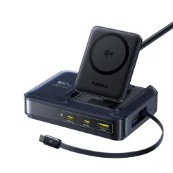 Caricatore Stazione Baseus Nomos NH21 QI 5in1, 160W, 5A, 1 x USB-A - 2 x USB-C, Nero E0121700