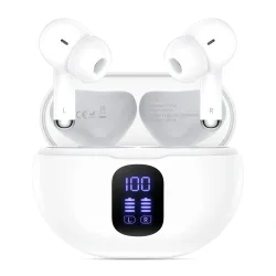 Auricolare Bluetooth Tech-Protect Ultraboost Pro G2, TWS, Bianco