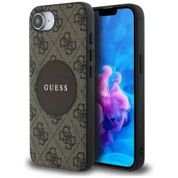 Custodia MagSafe per Apple iPhone 17e / 16e, Guess, 4G Circle Classic Logo, Marrone