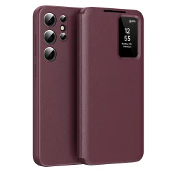 Custodia per Samsung Galaxy S23 Ultra S918, Techsuit, SmartView, Rossa