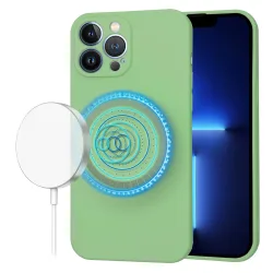 Custodia MagSafe per Apple iPhone 13 Pro Max, Techsuit, SoftFlex, Verde Chiaro