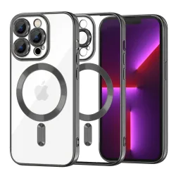 Custodia MagSafe per Apple iPhone 13 Pro, Techsuit, Luxury Crystal, Nera