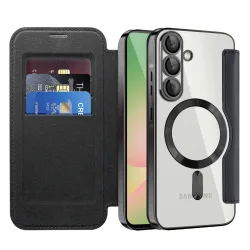 Custodia MagSafe per Samsung Galaxy A57 5G, Techsuit, SmartMag Book, Nera