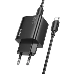 Caricabatterie da Rete con Cavo USB-C HOCO N56, 30W, 3A, 2 x USB-A - 2 x USB-C, Nero