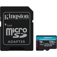 Scheda di Memoria microSDXC Kingston Canvas Go Plus Android A2, 128Gb, Classe 10 / UHS-1 U3, Con Adattatore SDCG4/128GB