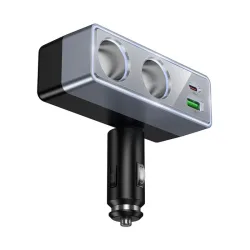 Caricatore Auto HOCO Z65B, 240W, 1 x USB-A - 1 x USB-C - 2 x Estensione Accendisigari, Nero