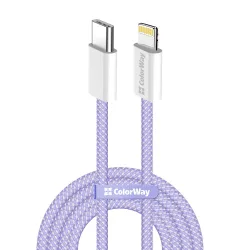 Cavo Dati e Ricarica USB-C - Lightning ColorWay CW-CBPDCL061, 27W, 1m, Viola