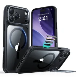 Custodia MagSafe per Apple iPhone 17 Pro Max, ESR, Classic Hybrid Kickstand, Nera Trasparente