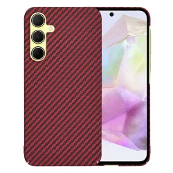 Custodia per Samsung Galaxy A35 5G A356, Techsuit, Carbonite FiberShell, Rossa