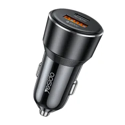 Caricabatterie Auto Yesido Y64, 50W, 3A, 1 x USB-A - 1 x USB-C, Nero