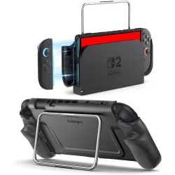 Custodia di Protezione Spigen Dual Grip Pro per Console Nintendo Switch 2, Nera ACS10196