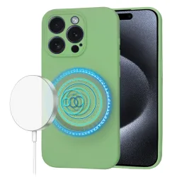 Custodia MagSafe per Apple iPhone 15 Pro, Techsuit, SoftFlex, Verde Chiaro