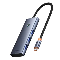 Hub USB-C Baseus UltraJoy, 3 x USB-A 3.0 - 1 x USB-C - 1 x HDMI - 1 x SD - 1 x microSD, Grigio B00052803811-00