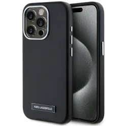 Custodia MagSafe per Apple iPhone 15 Pro Max, Karl Lagerfeld, FW Metal Plate, Nera