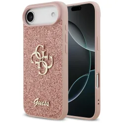 Custodia per Apple iPhone 17 Air, Guess, Fixed Glitter Big 4G, Rosa