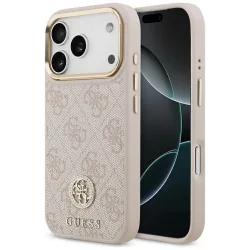Custodia MagSafe per Apple iPhone 17 Pro, Guess, Logo Strass 4G, Rosa