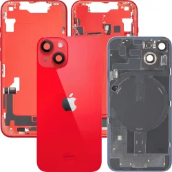 Copertura Batteria Apple iPhone 14, Con Scocca Centrale, Parti Complete, Rosso, Swap Premium