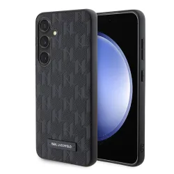 Custodia per Samsung Galaxy S24 S921, Karl Lagerfeld, Saffiano Mono Metal Logo, Nera